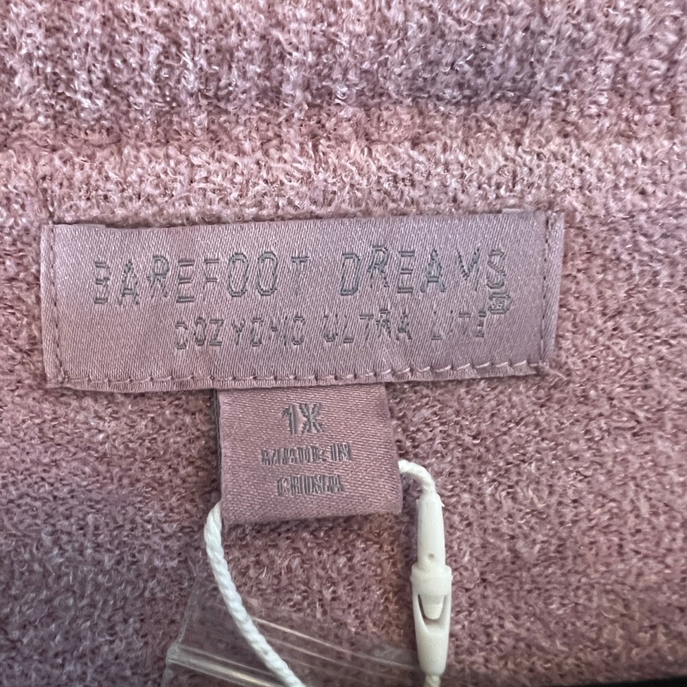 Barefoot Dreams CozyChic Ultra Lite Mauve V-Neck Tunic Sweater- Size 1X - Picture 3 of 8